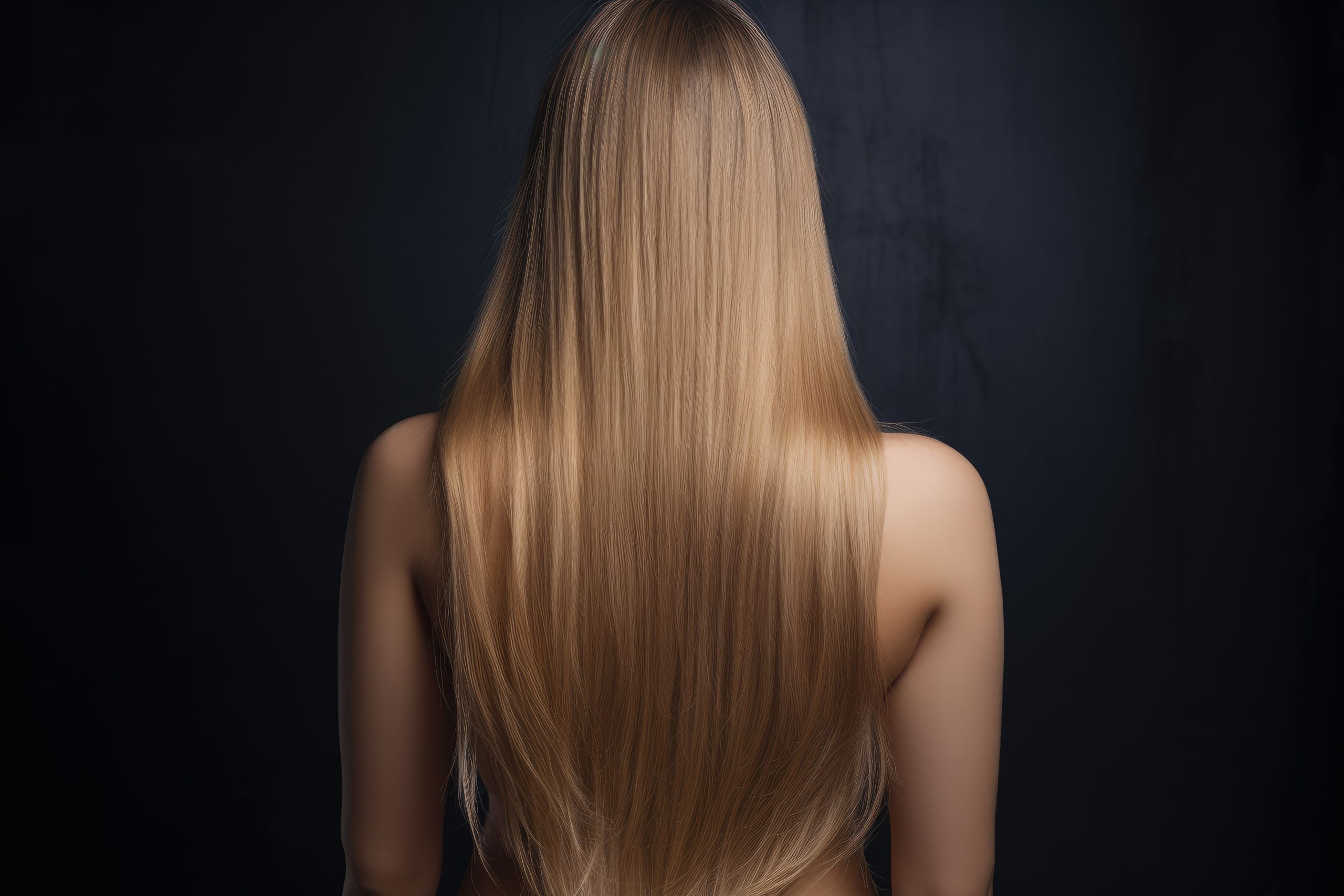 Vista de chica por detrás con melena rubia muy larga